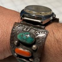 J Begay Navajo Silver Watch Band wtih Vintage Timex 3.jpg