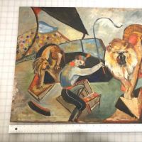 American Fauvist Painting on Board Lion Tamer in Circus 6.jpg