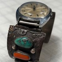 J Begay Navajo Silver Watch Band wtih Vintage Timex 2.jpg