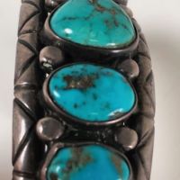 Antique Pawn Navajo Silver Cuff with Turquoise 9.jpg