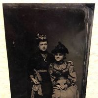 Tintype of Two Women with Amazing Detailing on Clothes Circa 1890s 1.jpg