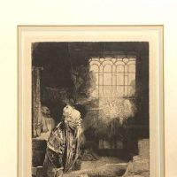 Dr Faustus in His Study Etching by Rembrandt Framed 1.jpg