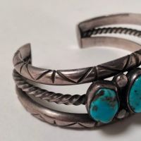 Antique Pawn Navajo Silver Cuff with Turquoise 1.jpg