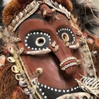 Papua New Guinea Mask Sepik Region with Feathers and Clay and Wood 4.jpg