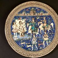 Large Round Qajar Underglaze Pottery Tile Circa 19th Century of Prince on Horseback with Nude Women 24.jpg
