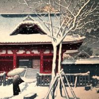 Shiba Park in Snow, Tokyo Hausi 1931 Woodblock 12.jpg