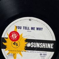 The Atlantics You Tell Me Why on Sunshine Records Sticker Sample Record on label Promo 2.jpg