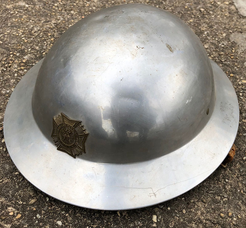 WWI Doughboy Brodie Helmet Aluminum VFW Parade Sturgis Antiques