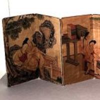 Circa 1940's Japanese Pillow Book Shunga Erotica Folding Book Dark Leather Cover 2.jpg