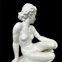 Nude Woman Sculpture with White Porcelain Glaze Style of Fritz Klimsch 5.JPG