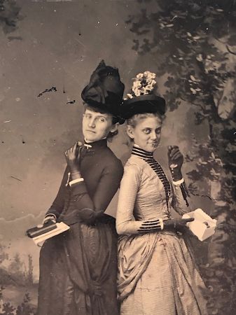 Tintype of Two Woman Eating Chocolates Circa 1880 2.jpg