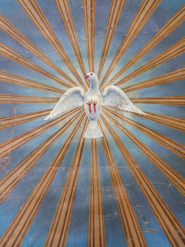 Circa 1900's Oil on Canvas of Holy Spirit Dove with Divine Light