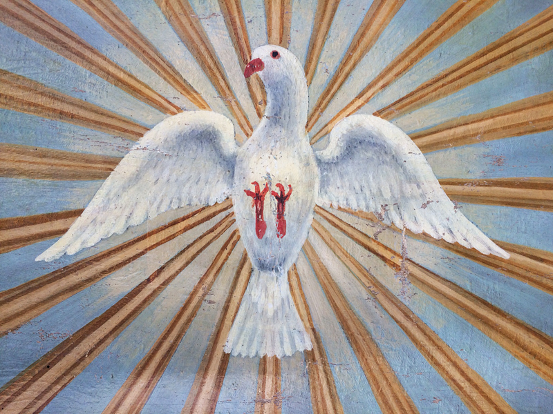 Circa 1900's Oil on Canvas of Holy Spirit Dove with Divine Light ...