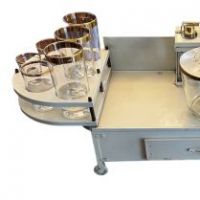 Midcentury Italian Regency Portable Tabletop Bar Caddy with Ice Bucket and Glasses 2.JPG