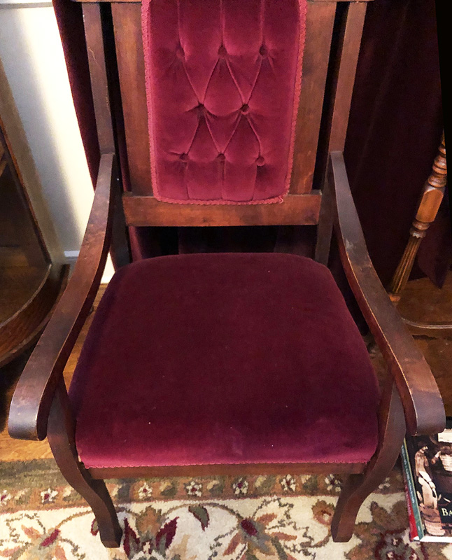 Circa 1900 Gothic Style Walnut Victorian Arm Chair with Red Velvet Seat ...