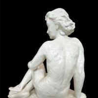 Nude Woman Sculpture with White Porcelain Glaze Style of Fritz Klimsch 8.JPG