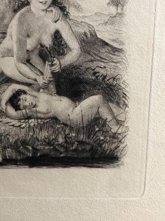 Paul Emile Becat Drypoint Etching Nude Couple Cutting Eros Wings 4.jpg