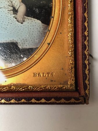 Sixth Plate Daguerreotype of Baby Very Early Baltimore Photographer Signed Pollock  3.jpg