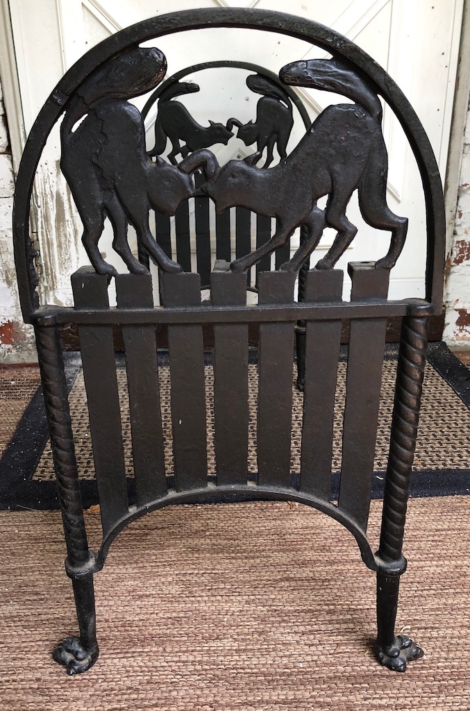 Art Deco Era Cast Iron Bench With Black Cats Fighting On A Fence Circa   Art Deco Era Cast Iron Bench With Black Cats On Fence 9 