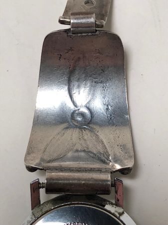 Pre WWII Silver Native American Silver Watch Band with Buckle Clasp 18.jpg