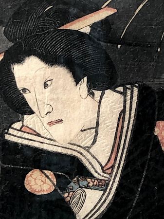 Toyokuni III Kunisada Utagawa Japanese Oban Woodblock Samurai with Umbrella 5.jpg