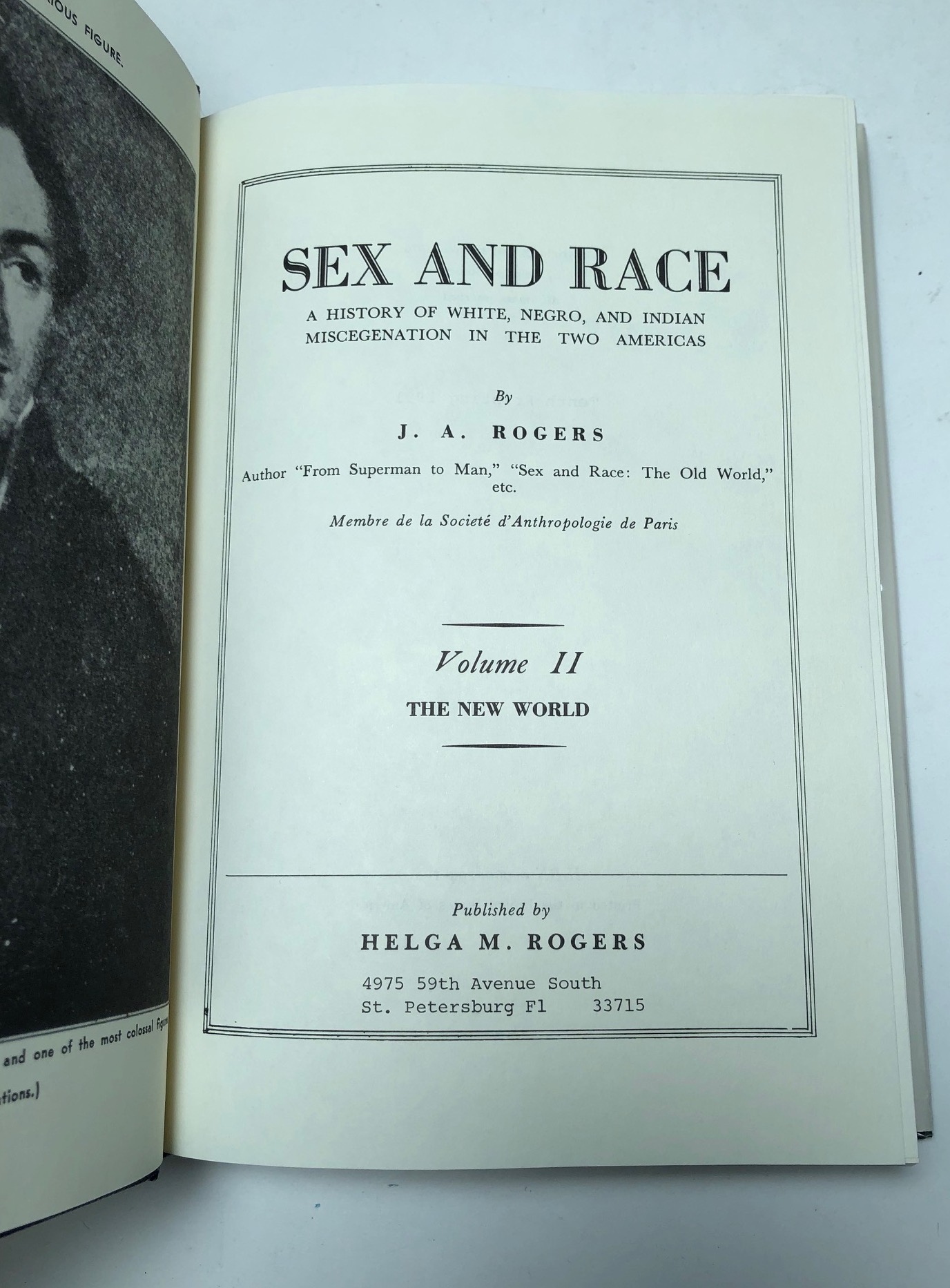 Sex And Race By J A Rogers Published By Helga M Rogers Hardback With Dust Jacket 3 Volumes