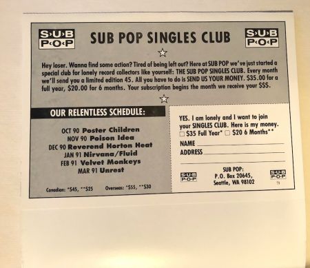 Nirvana Sliver on Subpop Records SP73 Blue Vinyl Singles Club 11.jpg