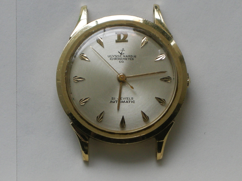 Circa 1950 s Ulysse Nardin Chronometer Co. 14K Gold 21 Jewel