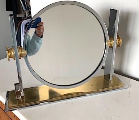 Karl Springer Chrome and Brass Vanity Mirror 10.jpeg