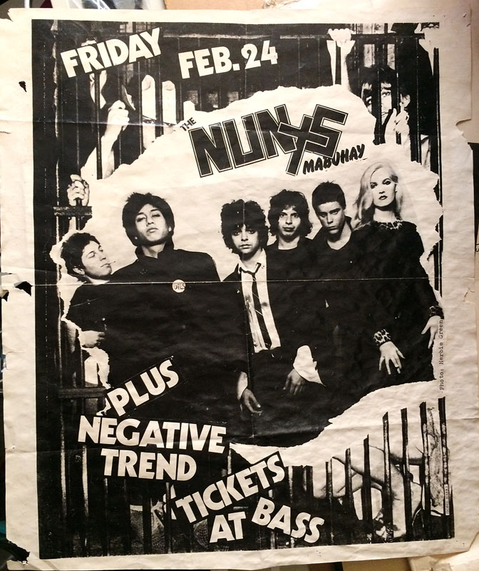 Original Punk Poster The Nuns and Negative Trend Mabuhay Gardens 2//24/ ...