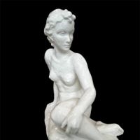 Nude Woman Sculpture with White Porcelain Glaze Style of Fritz Klimsch 2.JPG