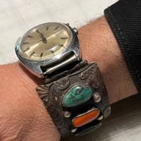 J Begay Navajo Silver Watch Band wtih Vintage Timex 10.jpg