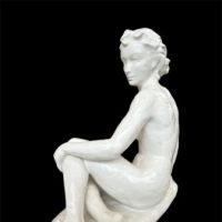 Nude Woman Sculpture with White Porcelain Glaze Style of Fritz Klimsch 3.JPG