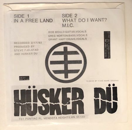 2nd Single Husker Du In a Free Land on New Alliance Records – NAR 010 Near Mint Sleeve and Record 1982 7.jpg