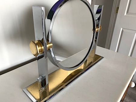 Karl Springer Chrome and Brass Vanity Mirror 9.jpg
