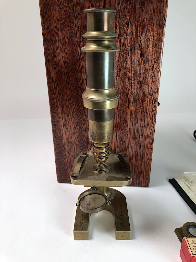 19th Century Brass F. W. Schieck Microscope no. 1782 Berlin With ...