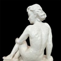 Nude Woman Sculpture with White Porcelain Glaze Style of Fritz Klimsch 4.JPG