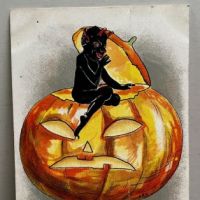Halloween Postcard by HB Griggs Leubrie Elkus Black Devil Jack-O-Lantern 1.jpg
